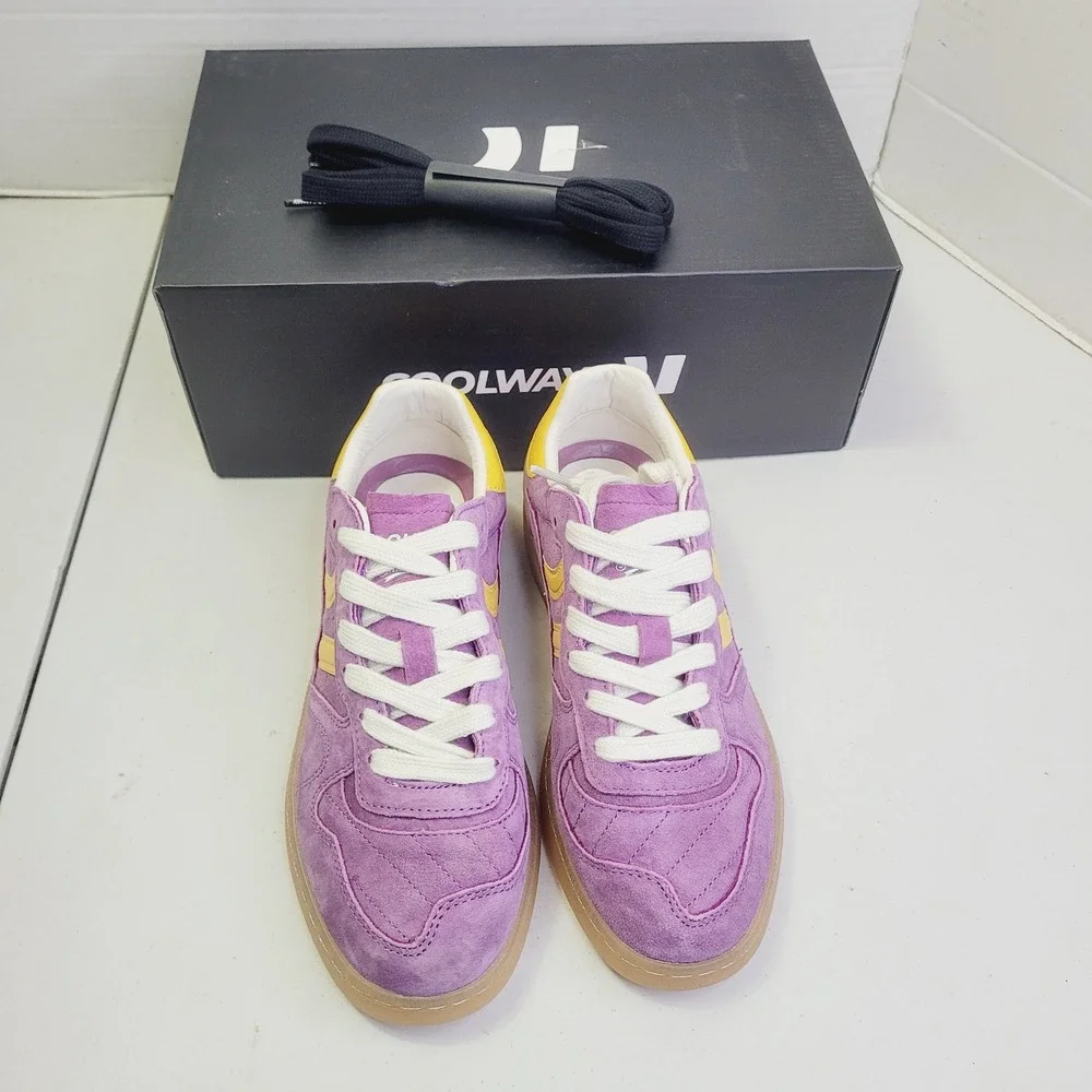 Coolway Women's Goal Sneakers EU 37 (US 6.5) Purple Yellow Suede Low Top Shoes